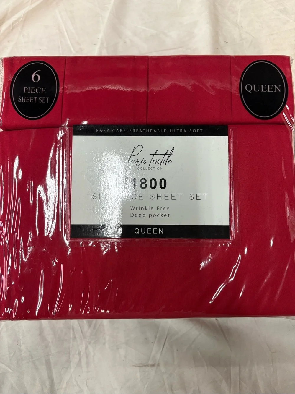 1800 Series Queen Sheet Set - Red Soft deep pocket wrinkle free